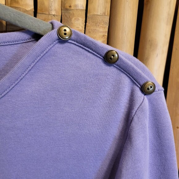 Denim & Co Top w/Button Accents XL Light Purple - Picture 3 of 7